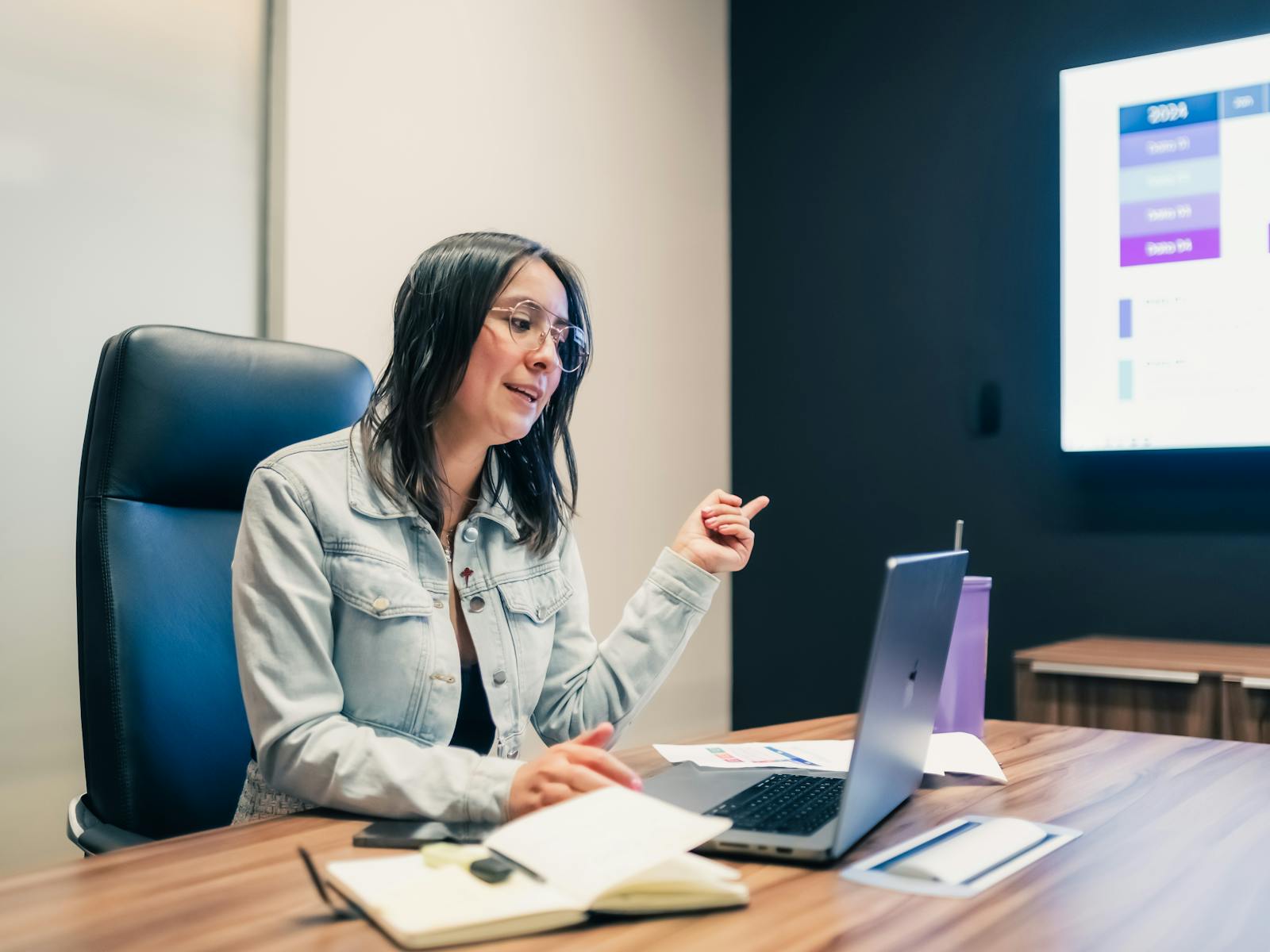Corporate training presentation in a modern office